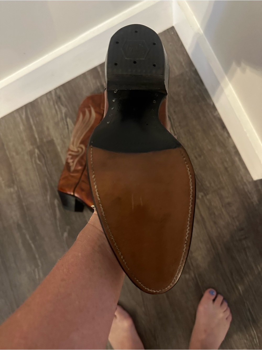 NEW Vintage Tony Lama Brown Leather Cowboy Boots-8 - Picture 4 of 7